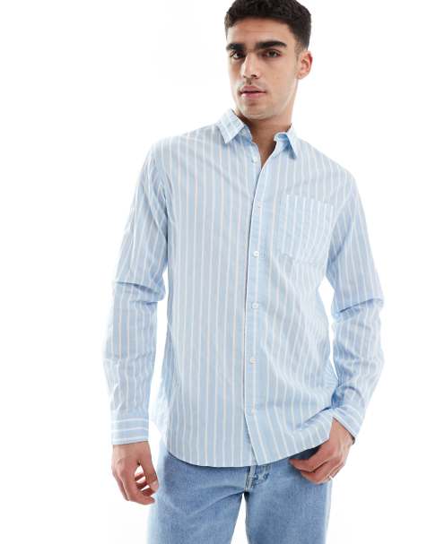 JJ Rebel stripe poplin shirt in blue - view 1