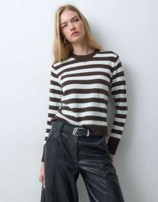 Jj Rebel Striped Knitted Sweater In Brown