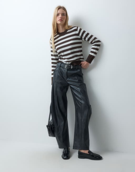 JJ Rebel striped knitted sweater in brown & white, 3 of 5