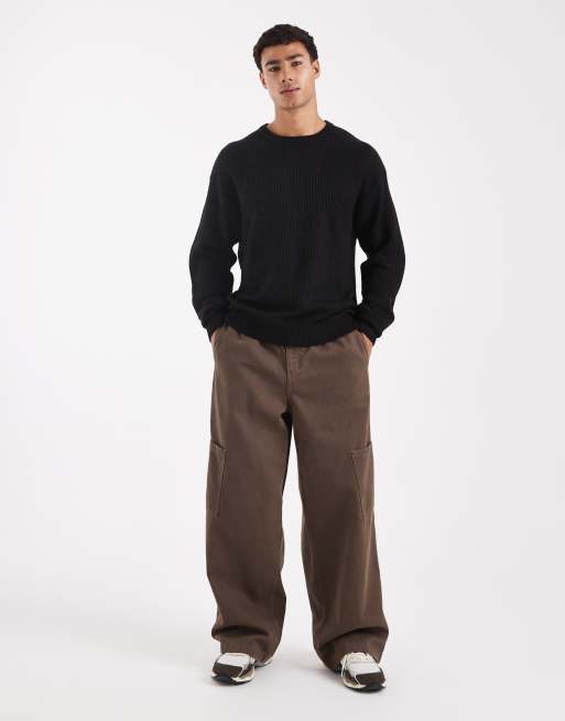 JJ Rebel oversize textured jumper in black