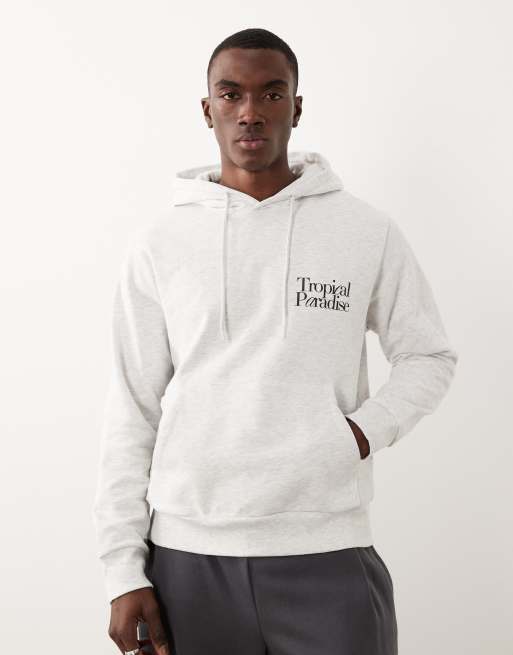 JJ Rebel - Sudadera gris extragrande con capucha y estampado de palmeras, 3 de 5
