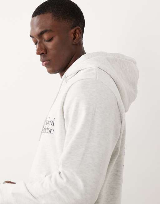 JJ Rebel - Sudadera gris extragrande con capucha y estampado de palmeras, 4 de 5