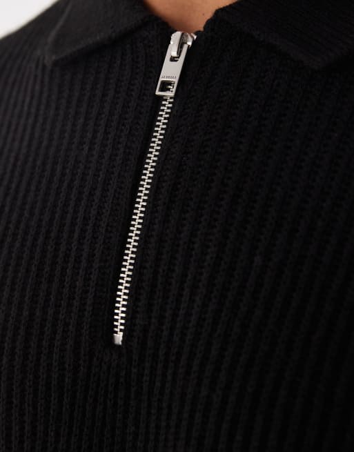JJ Rebel – Svart, stickad pikétröja i oversize, 5 av 5