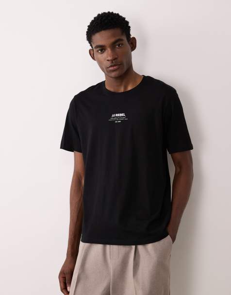 JJ Rebel – Svart t-shirt i oversize med logga framtill - view 1