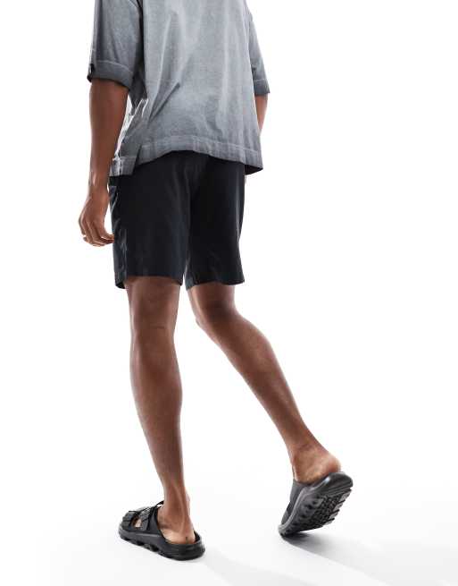 JJ Rebel – Svarta linneshorts med dragsko i midjan, 5 av 5