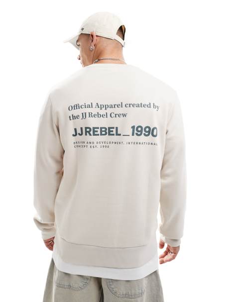 JJ Rebel - Sweat ras de cou avec imprimé dans le dos - Beige - view 1