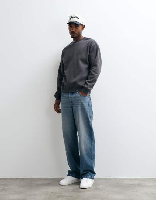 JJ Rebel sweatshirt med rund hals i asfaltgrå, 3 af 5