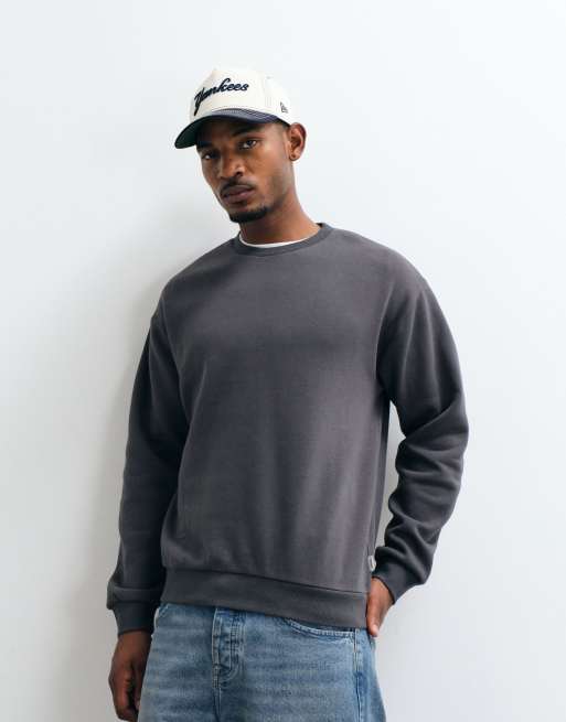 JJ Rebel sweatshirt med rund halsringning i asfaltgrå, 5 av 5