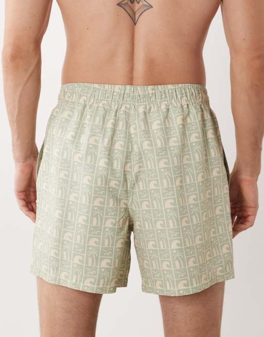 JJ Rebel swim shorts with surf print in green, 5 of 5