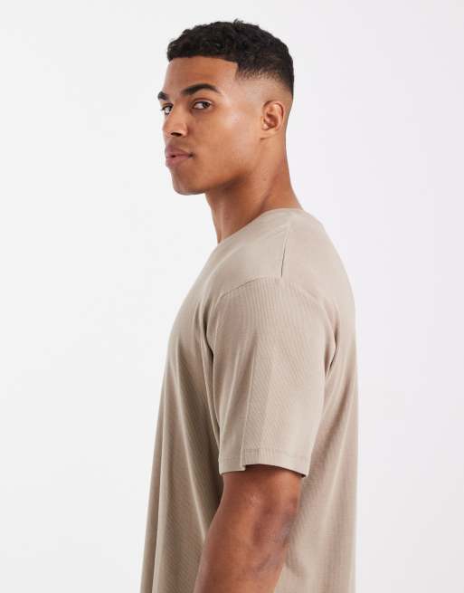 JJ Rebel - T-shirt beige a coste, 4 di 5