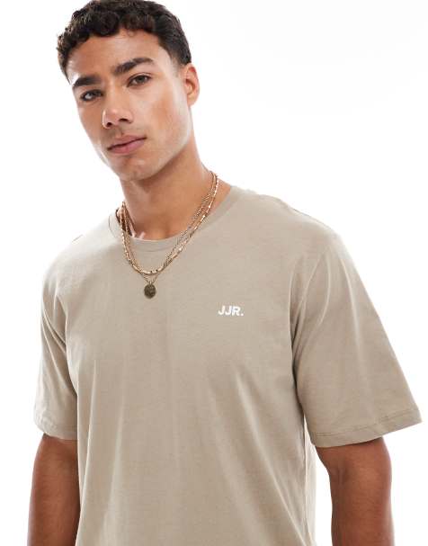 JJ Rebel – T-Shirt in Beige mit Logo auf der Brust - view 1