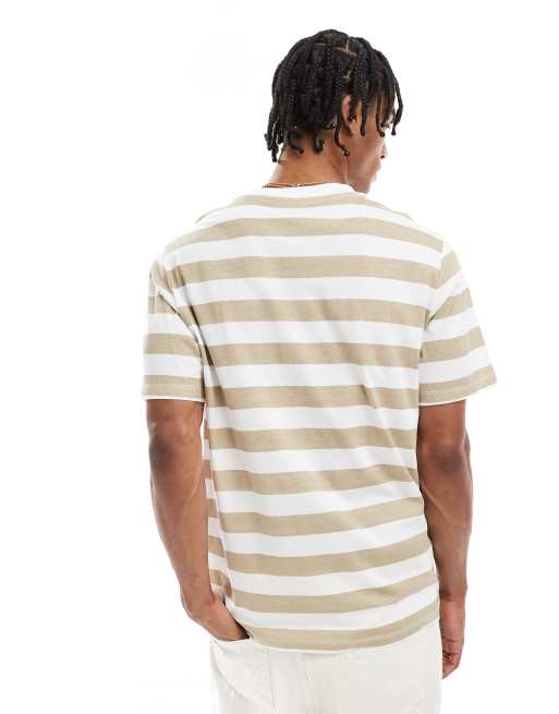JJ Rebel - T-shirt med cremehvide og hvide striber i regular fit, 3 af 4