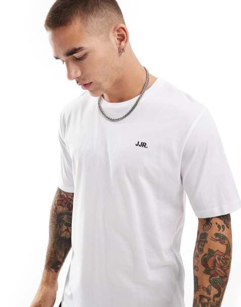 JJ Rebel - T-shirt met klein logo op de borst in wit - view 1