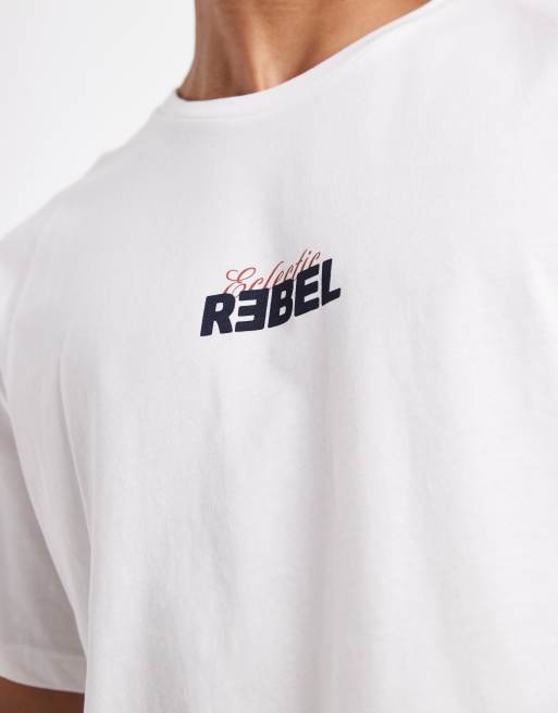 JJ Rebel - T-shirt oversize bianca con stampa Eclectic sul retro, 5 di 5