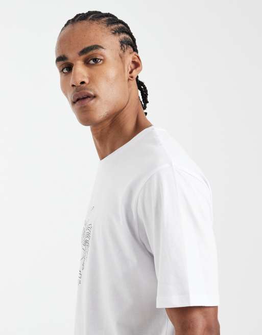 JJ Rebel - T-shirt oversize bianca con stampa sul davanti, 4 di 5
