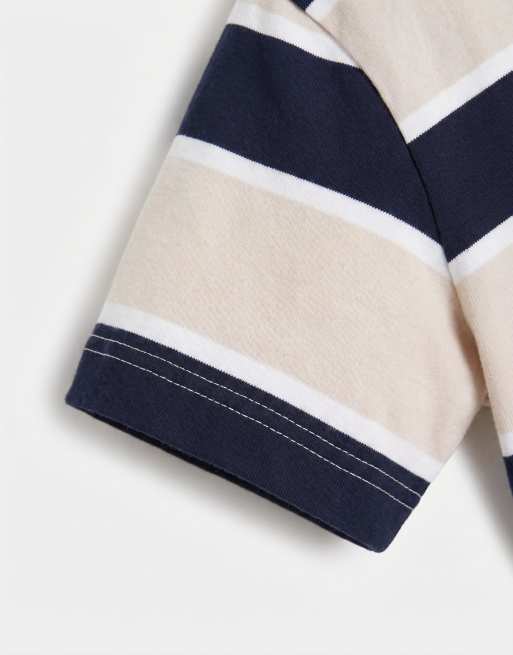 JJ Rebel - T-shirt oversize bianco sporco e blu navy a righe, 8 di 9