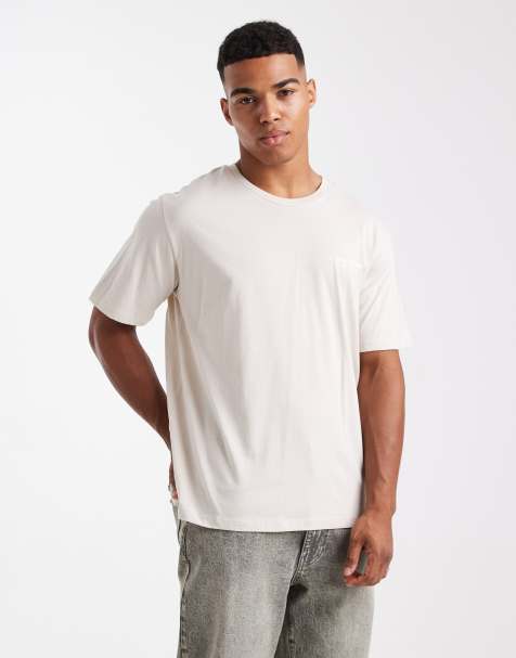 JJ Rebel t-shirt with chest logo in cream - view 1