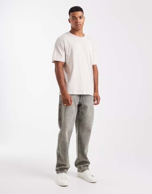 JJ Rebel t-shirt with chest logo in cream, 2 of 5