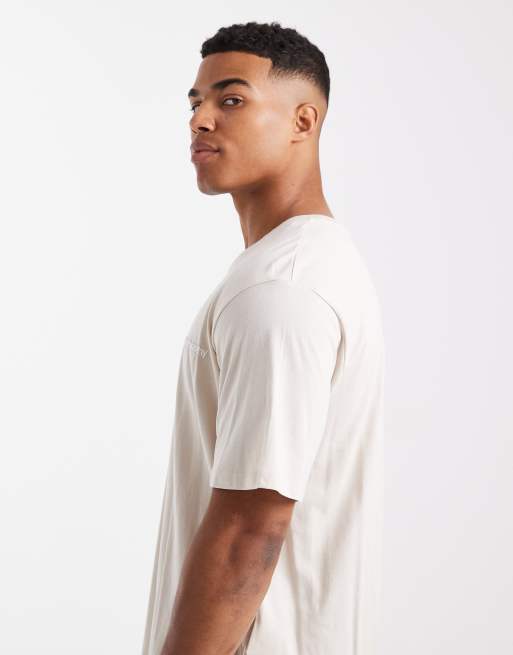 JJ Rebel t-shirt with chest logo in cream, 5 of 5