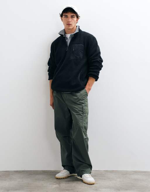 JJ Rebel teddy jacket with front pocket detail in black, 3 of 5