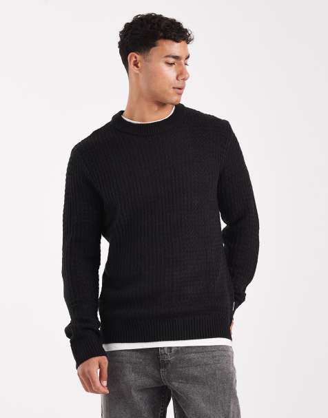 JJ Rebel textured jumper in black - view 1