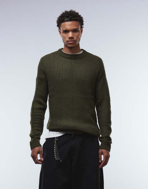JJ Rebel textured jumper in forest night - view 1