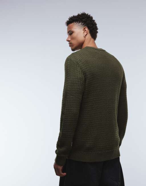 JJ Rebel textured jumper in green, 3 of 5