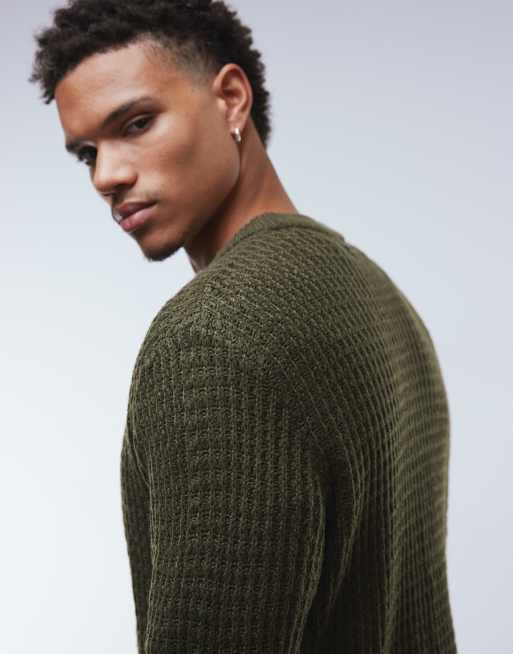 JJ Rebel textured jumper in green, 5 of 5