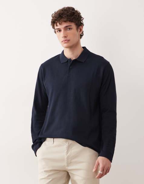 JJ Rebel textured polo jumper in navy