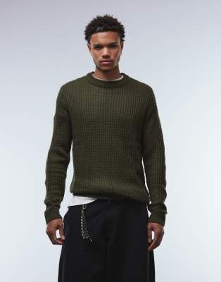 Jj Rebel Textured Sweater In Green