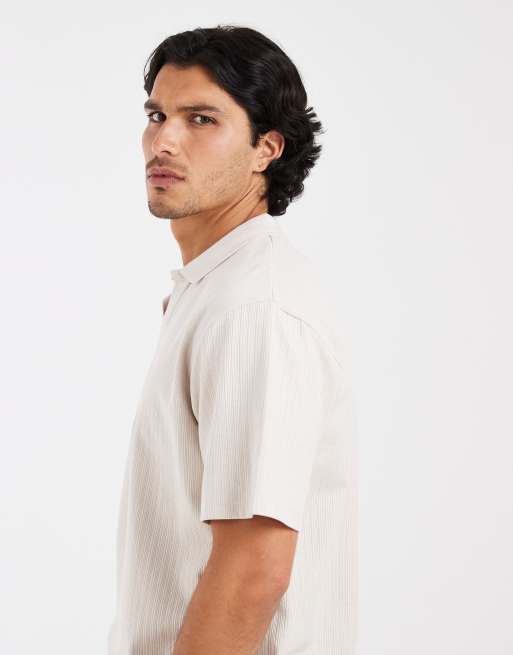 JJ Rebel - top de punto con cuello partido en crema, 2 de 5