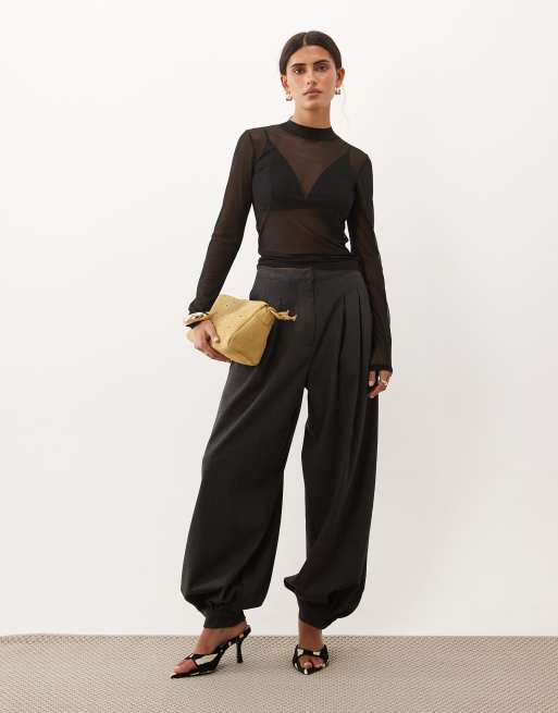 JJ Rebel top in rete a maniche lunghe nero, 2 di 4