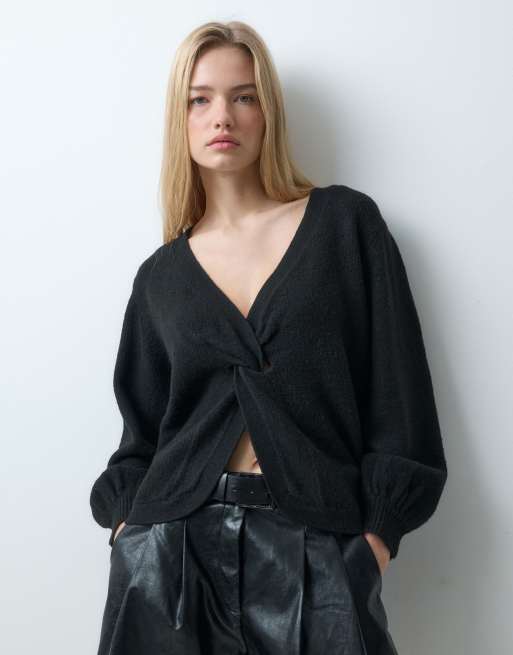 JJ Rebel twist knit jumper in black, 2 of 5