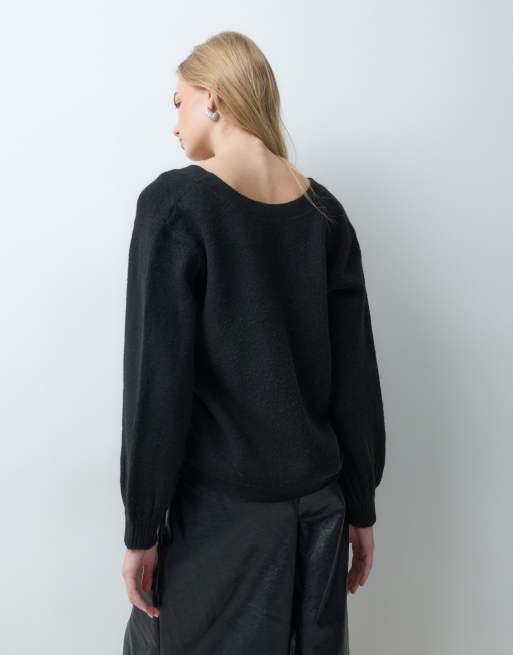 JJ Rebel twist knit jumper in black, 4 of 5
