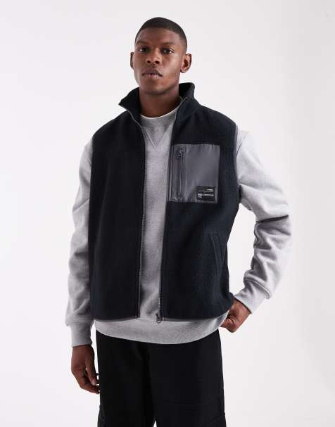 JJ Rebel - Veste sans manches zippée en polaire imitation peau de mouton - Noir - view 1