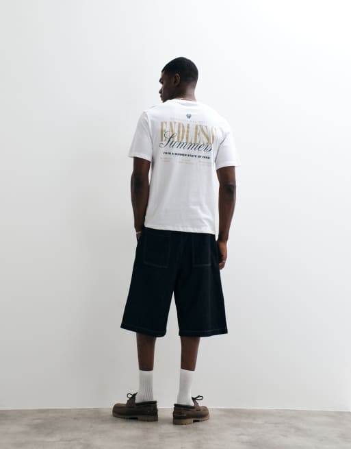 JJ Rebel – Vit t-shirt i oversize med tryck baktill, 2 av 5