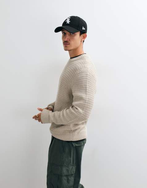JJ Rebel waffle knit jumper in beige - view 1