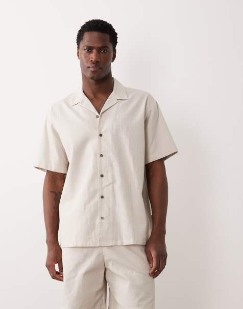 JJ Rebel waffle shirt in beige (part of a set) - view 1