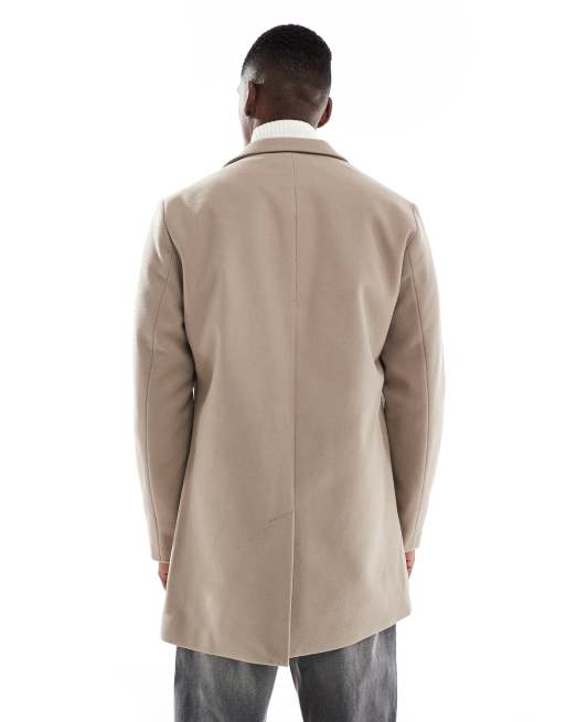 JJ Rebel wool look overcoat in beige, 3 of 5