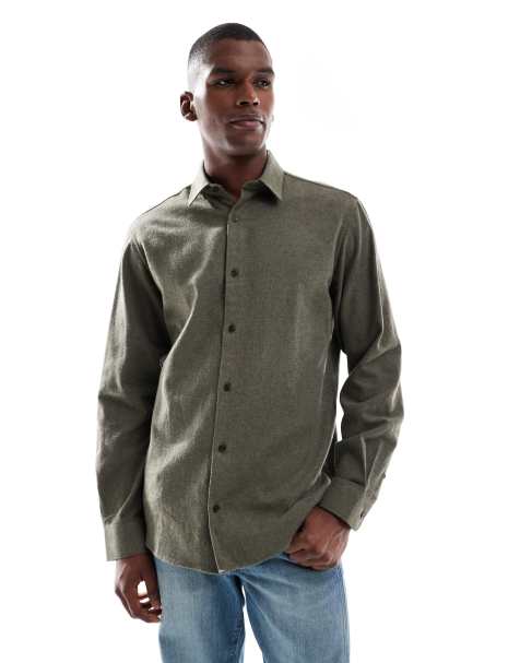 JJ Rebel brushed shirt in green