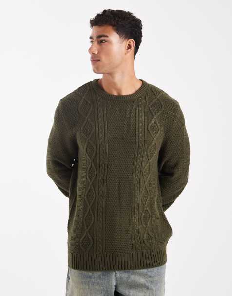 JJ Rebel cable knit jumper in green