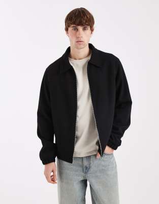 Jj Rebel Zip Brushed Jacket In Black