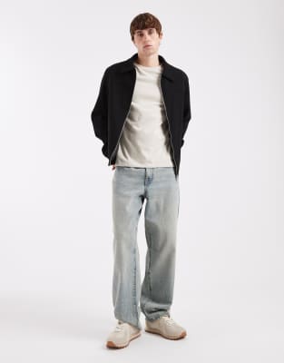 Jj Rebel Zip Brushed Jacket In Black