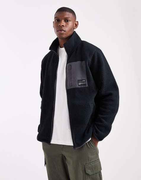 JJ Rebel zip fleece jacket in black - view 1