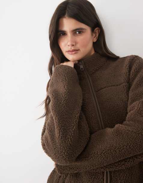 JJ Rebel zip through fleece in brown - view 1