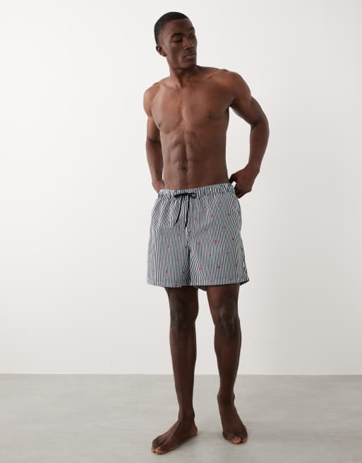 JJ Rebels - Shorts de baño azul marino a rayas con diseño de barcos, 2 de 5