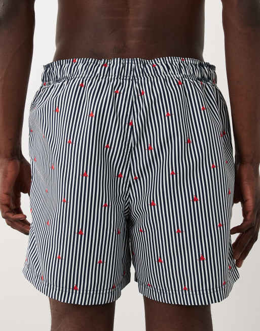 JJ Rebels - Shorts de baño azul marino a rayas con diseño de barcos, 5 de 5