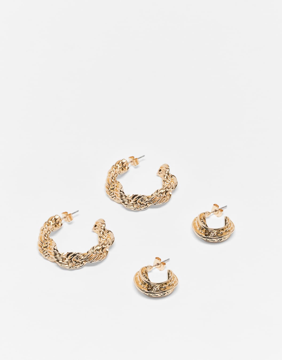 JJXX 2 pack multi design earrings in gold