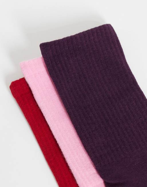 JJXX 3-pack ankelstrumpor i mörk burgundy-mix, 3 av 3