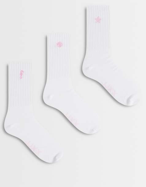 JJXX 3 pack ankle socks with beach embroidery in white and pink - view 1